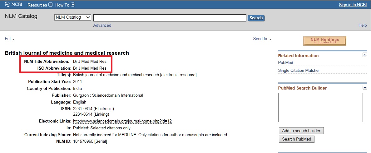 NLM Catalog(국외) 이미지
